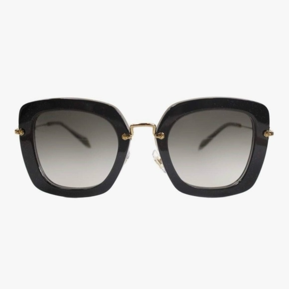 Miu Miu Accessories - MIU MIU SMU07O KAY-0A7 Retro Sunglasses Black/ Gold